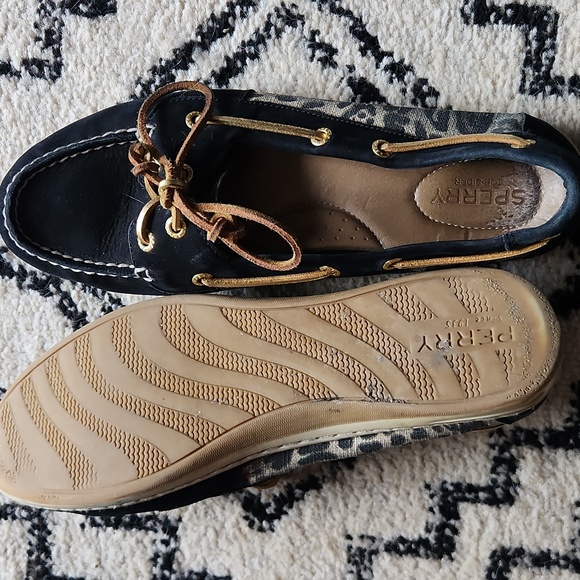 Sperry black/leopard accent women's size 10 - Picture 3 of 7
